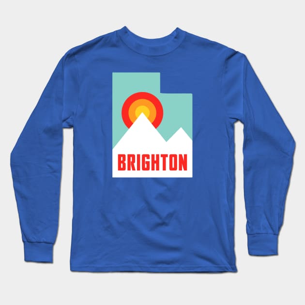 Brighton Utah State Retro Mountains Long Sleeve T-Shirt by PodDesignShop